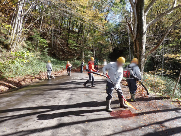 第4回アダプトシステム作業様子。落ち葉をかき集めている様子